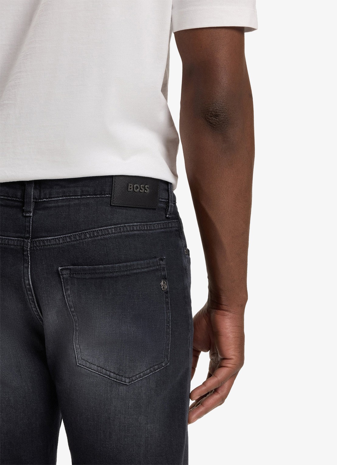 BOSS H-Delaware slim fit jeans met gekleurde wassing - detail 4 antraciet