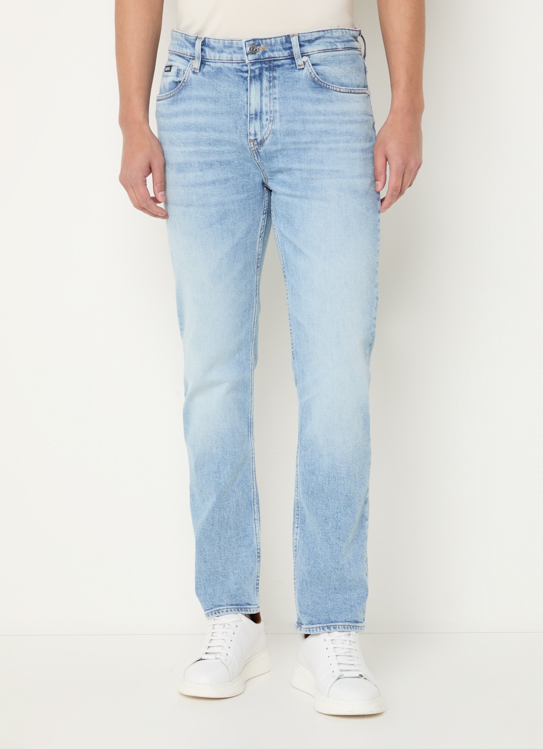 BOSS H-Delaware slim fit jeans met lichte wassing - detail 4 indigo