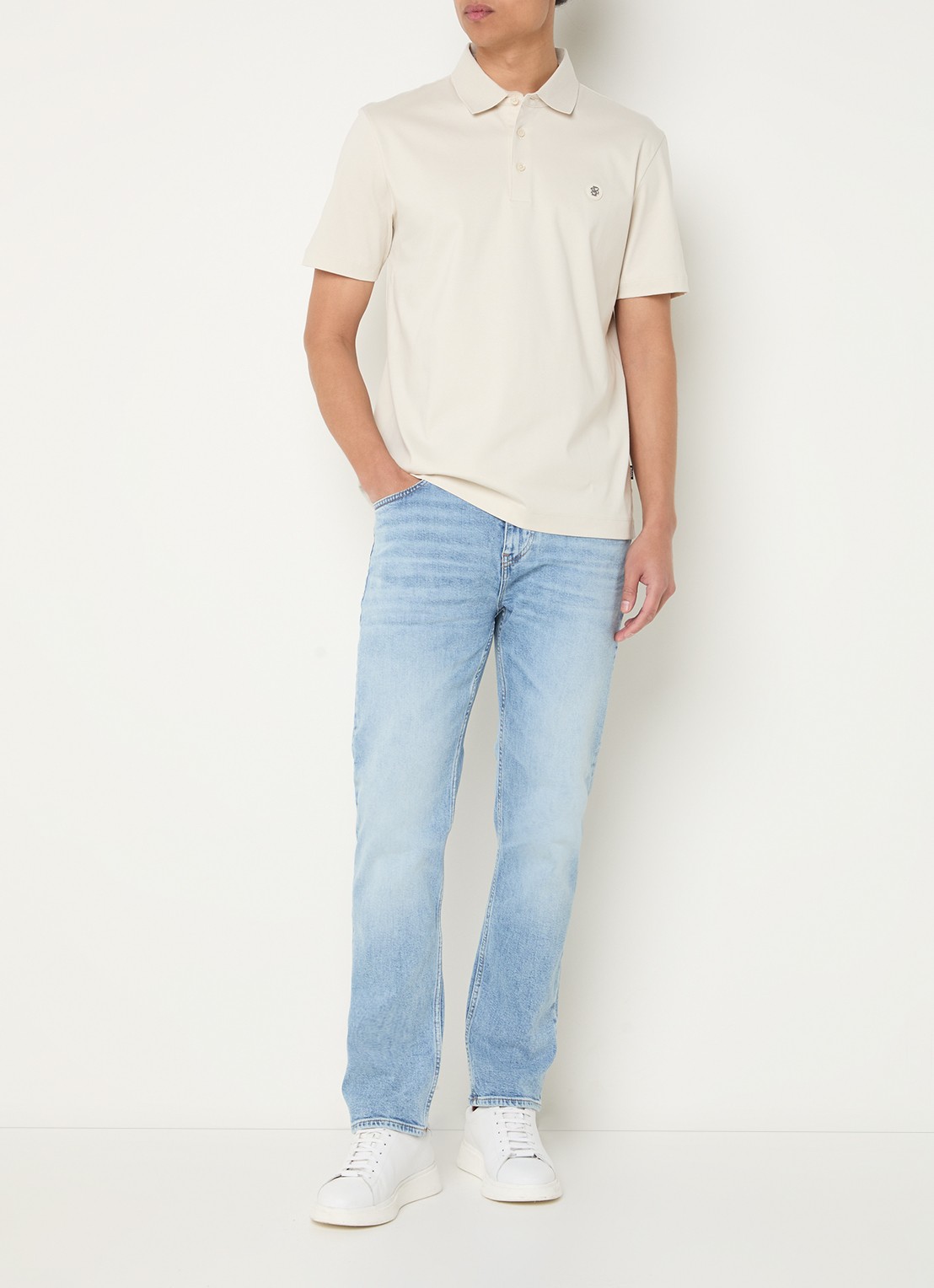 BOSS H-Delaware slim fit jeans met lichte wassing - voorkant 3 indigo