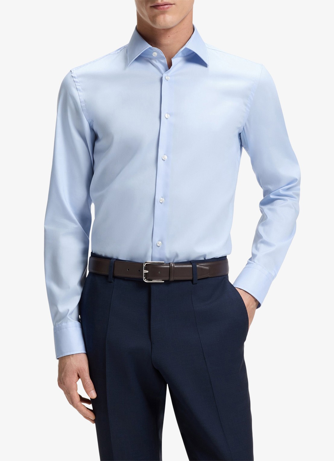 BOSS H-Hank-Kent slim fit overhemd - detail 2 lichtblauw