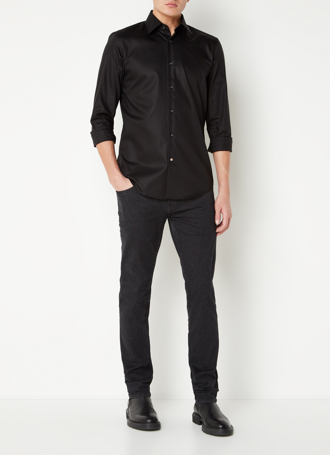 BOSS H-Hank-Kent slim fit overhemd - voorkant 5 zwart