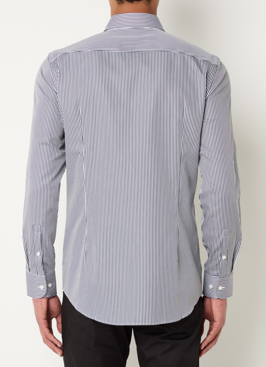 BOSS H-hank slim fit overhemd met streepprint - achterkant 2 zwart