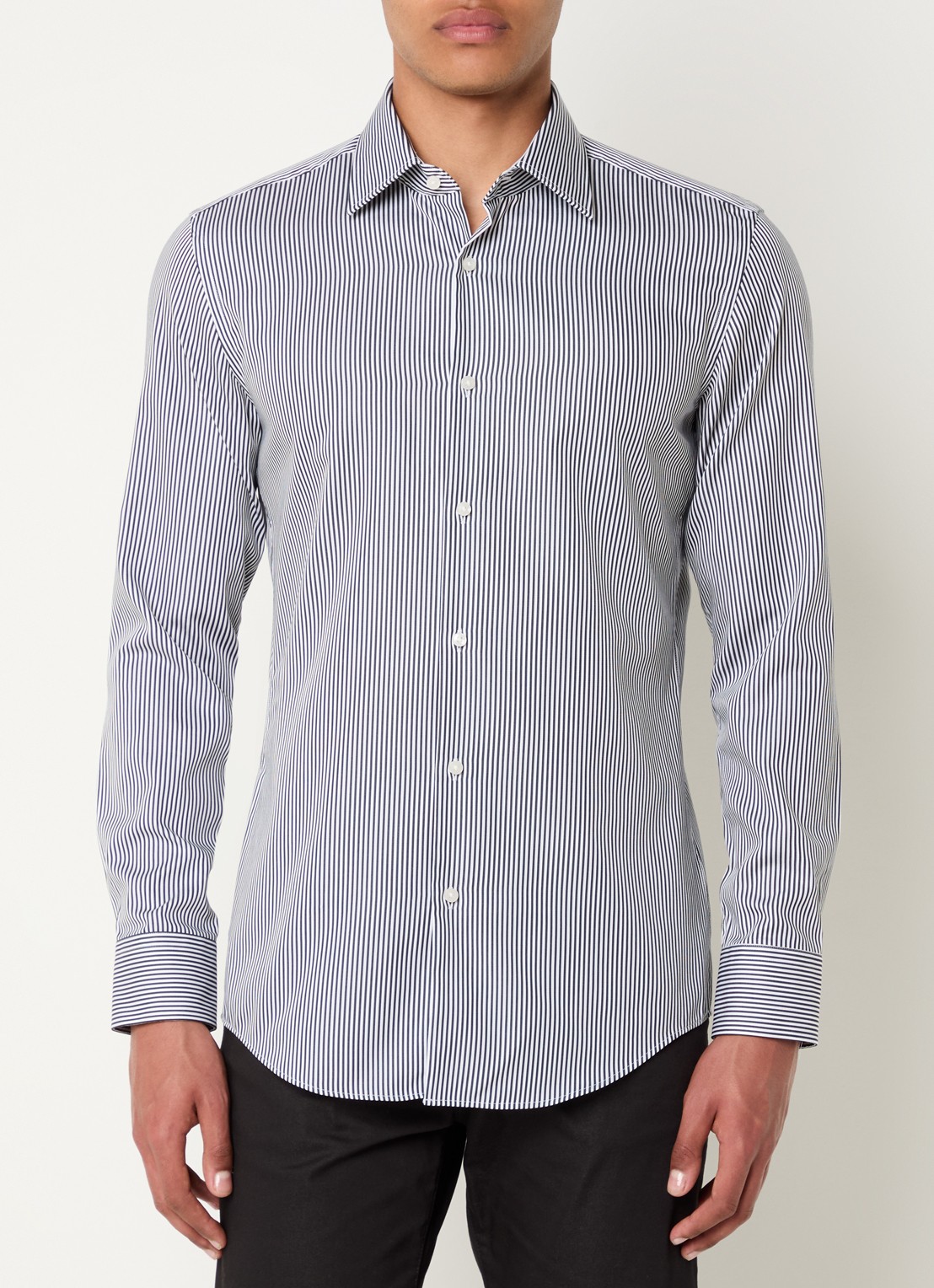 BOSS H-hank slim fit overhemd met streepprint - detail zwart