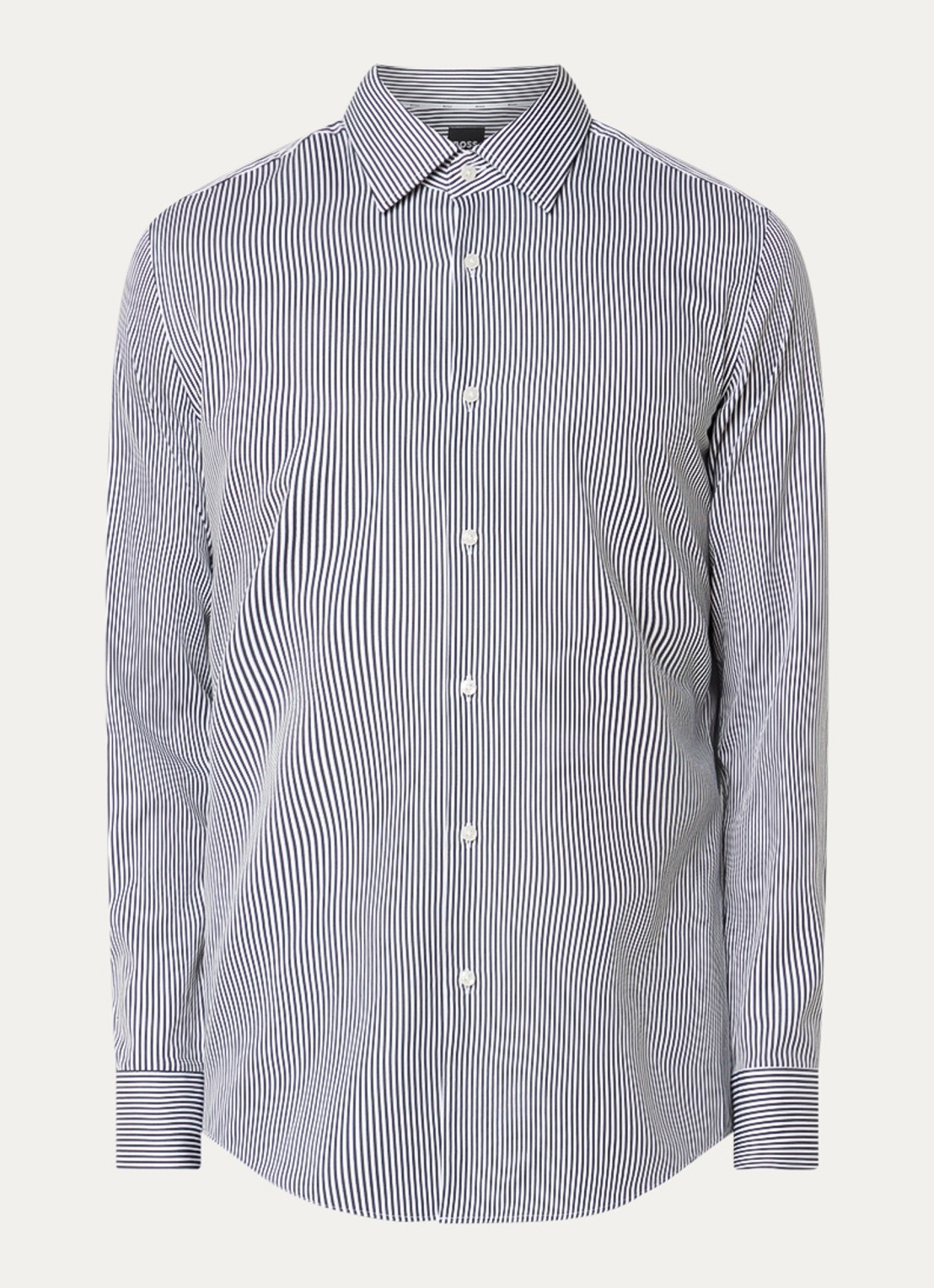 BOSS H-hank slim fit overhemd met streepprint - voorkant 3 zwart