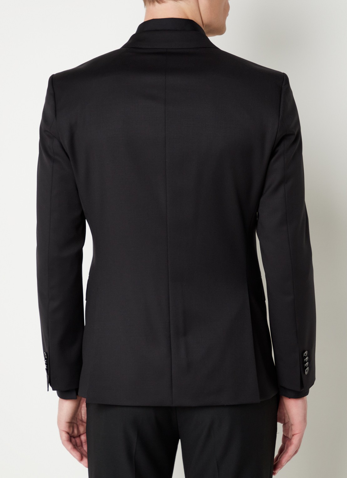 BOSS H-Huge slim fit colbert van wol met klepzakken - achterkant 7 antraciet