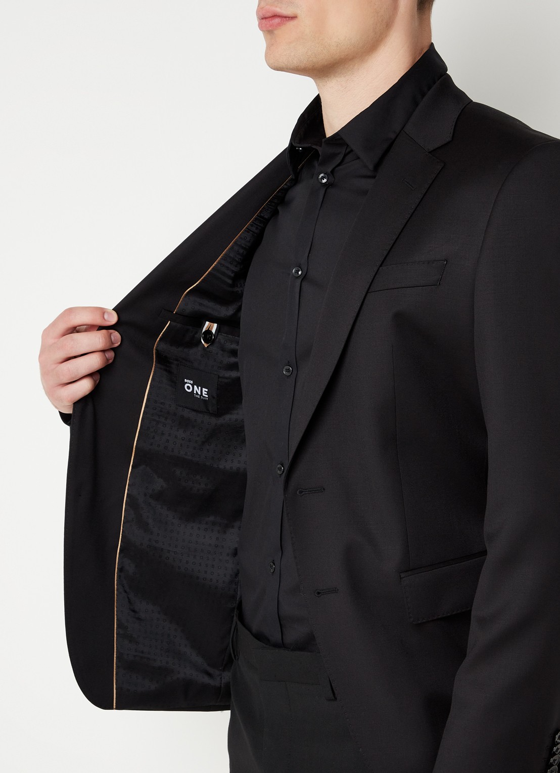 BOSS H-Huge slim fit colbert van wol met klepzakken - detail 2 antraciet