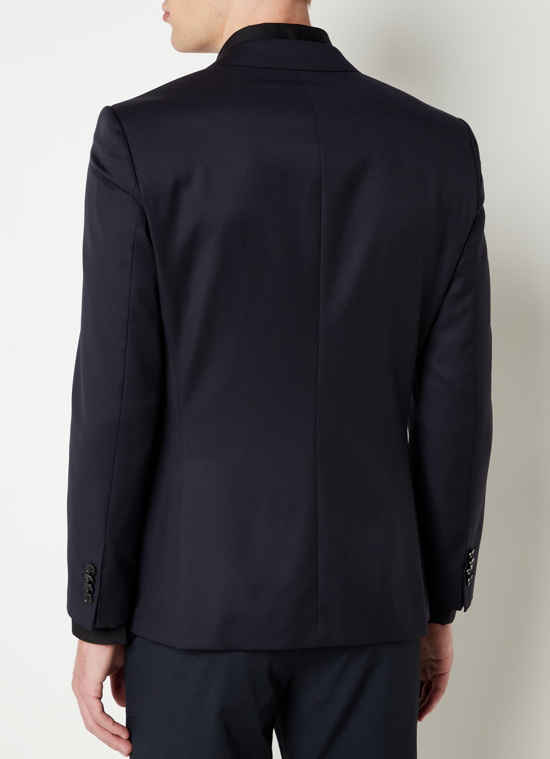 BOSS H-Huge slim fit colbert van wol met klepzakken - achterkant 7 donkerblauw