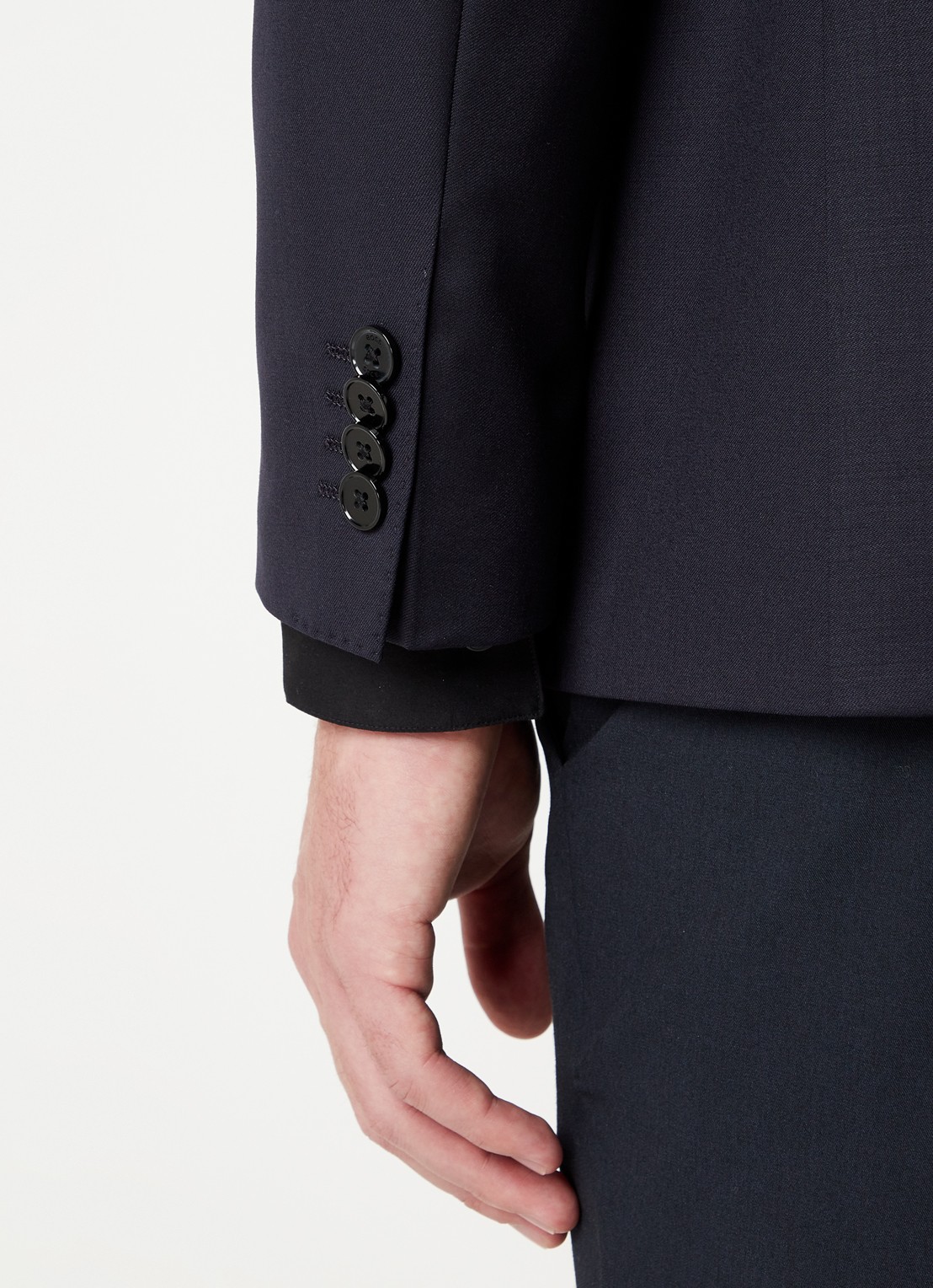 BOSS H-Huge slim fit colbert van wol met klepzakken - detail 5 donkerblauw