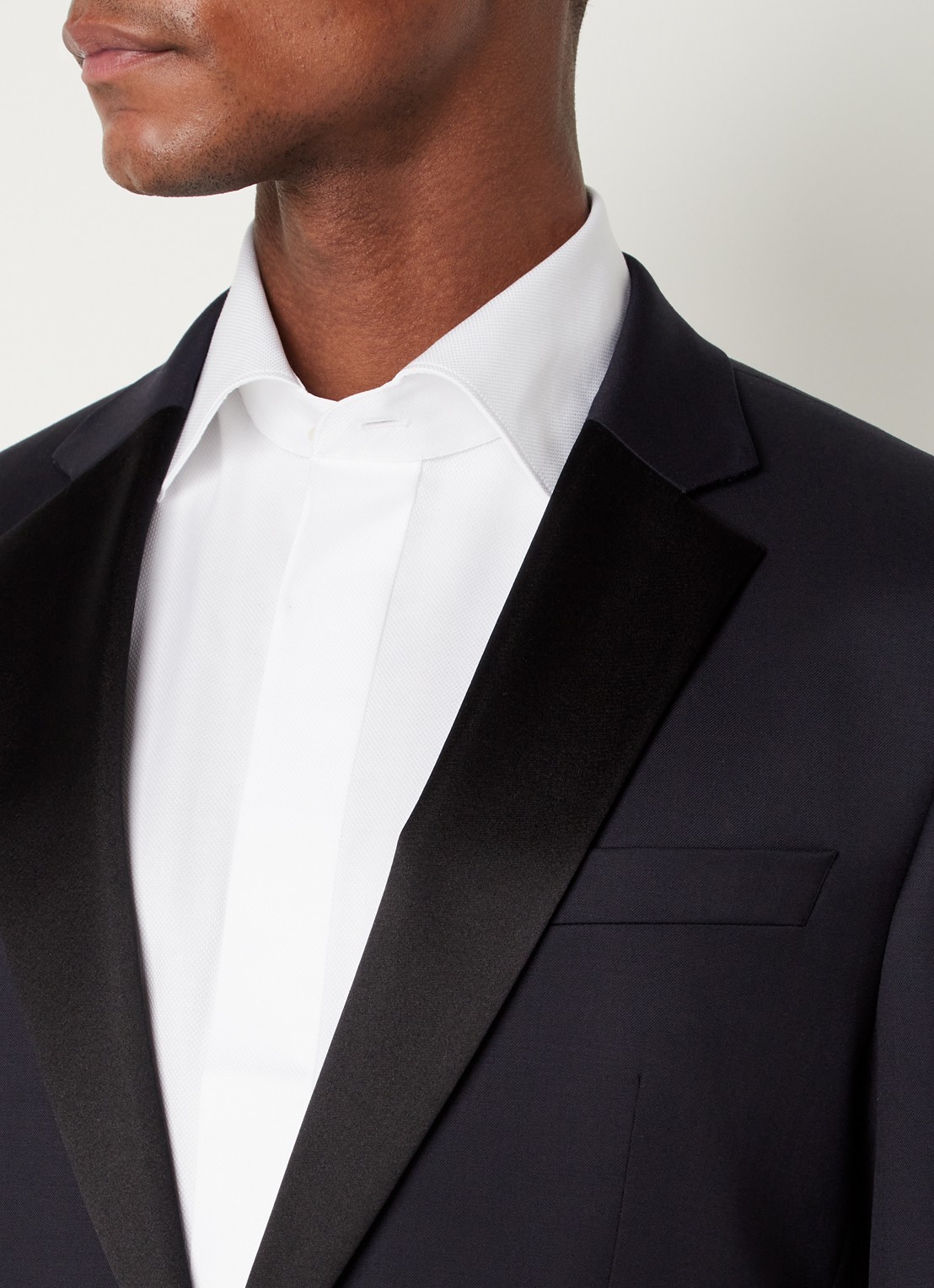 BOSS H-Huge-Tux slim fit colbert van wol met details van satijn - detail 5 donkerblauw