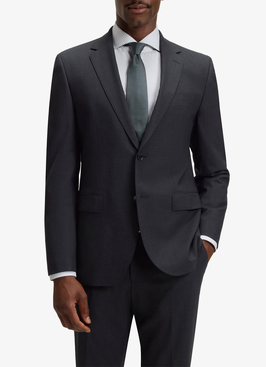 BOSS H-Jeckson regular fit 2-delig pak in scheerwolblend - voorkant 3 donkergrijs
