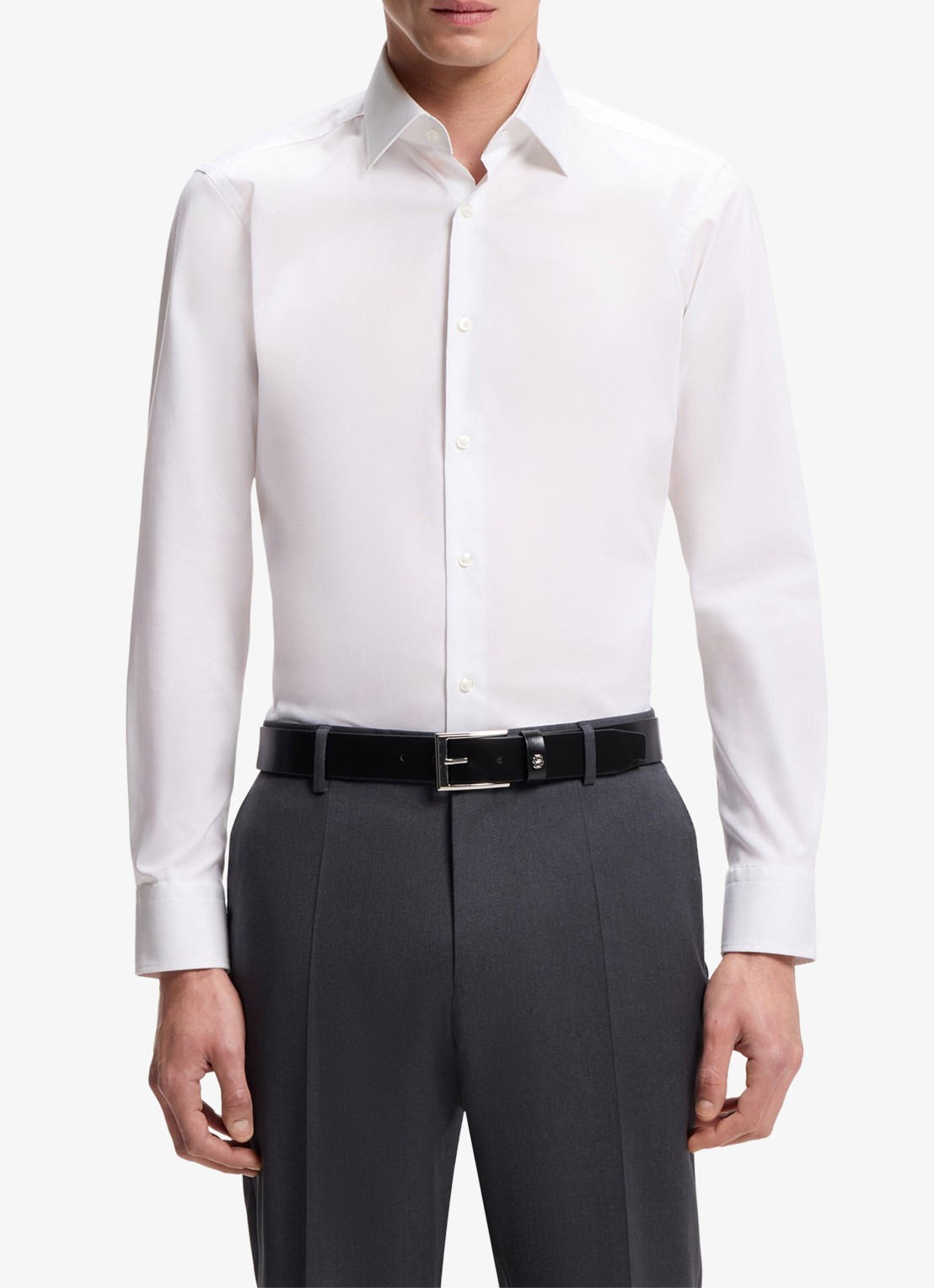 BOSS H-Joe-Kent regular fit strijkvrij overhemd - detail wit