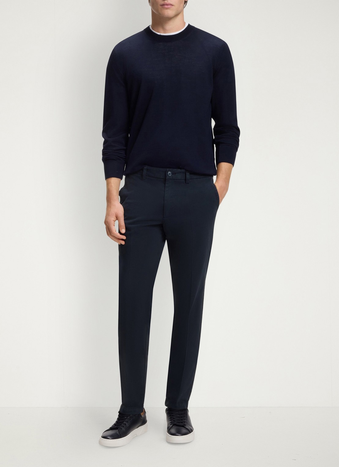 BOSS H-Kaiton1 slim fit chino met steekzakken - voorkant 9 dark blue-404 / blauw