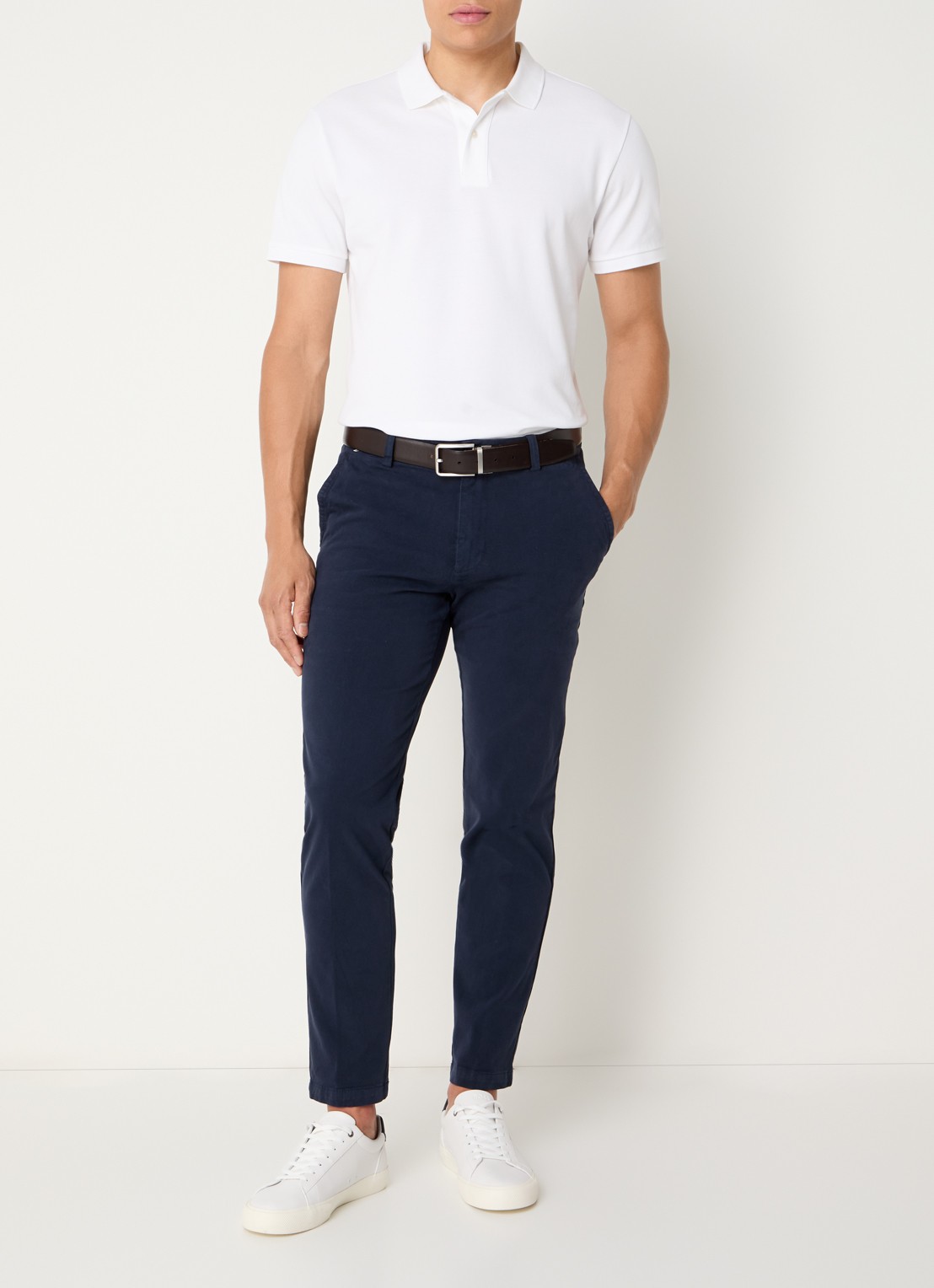 BOSS H-Kaiton1 slim fit chino met steekzakken - voorkant 5 dark blue-404 / blauw