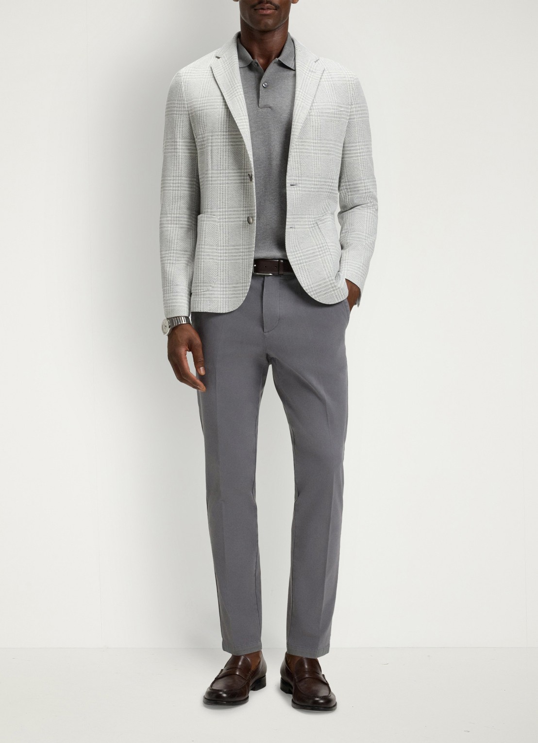 BOSS H-Kaiton1 slim fit chino met steekzakken - voorkant 5 dark grey-029 / grijs