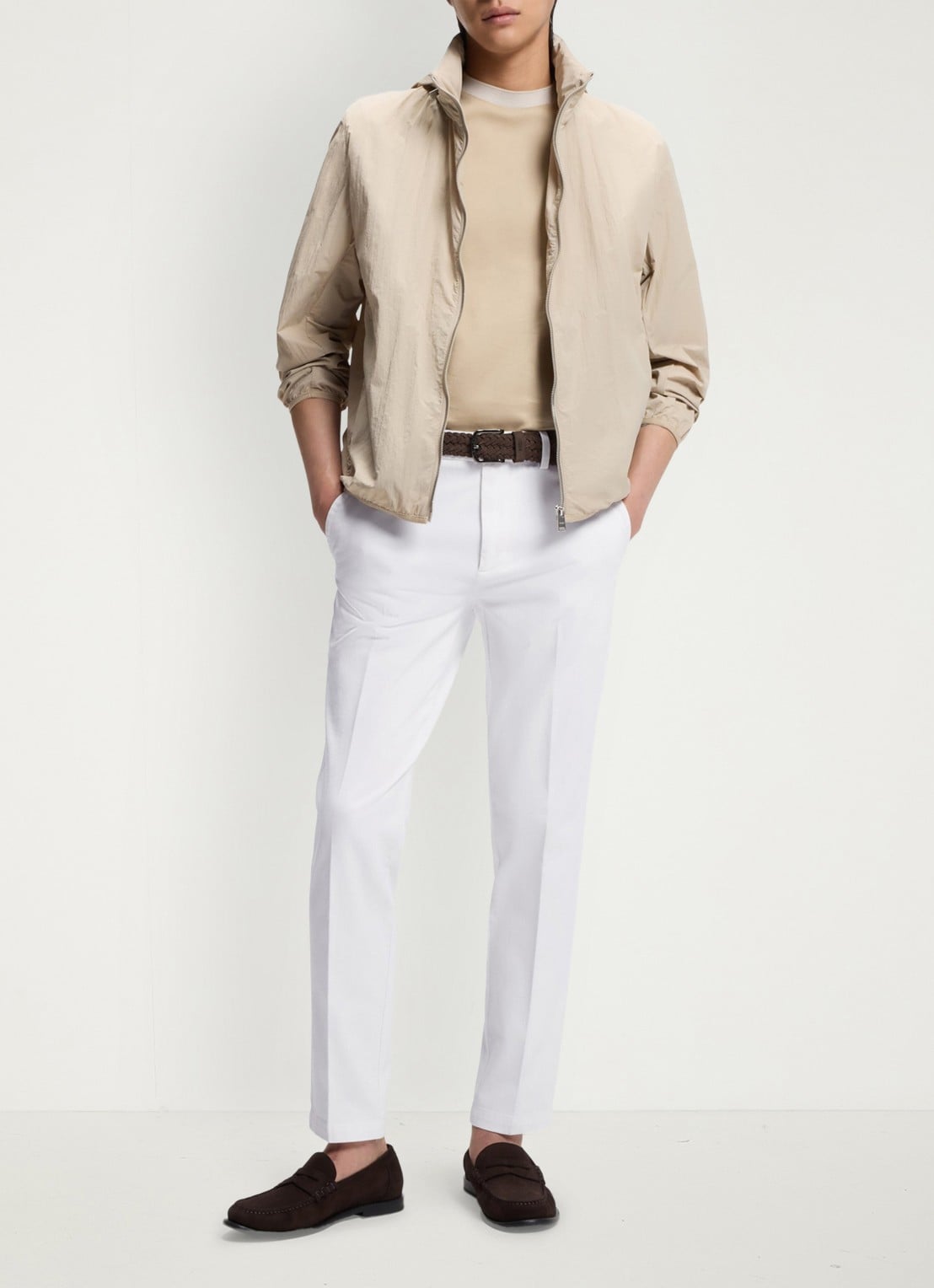 BOSS H-Kaiton1 slim fit chino met steekzakken - voorkant 5 white-100 / wit