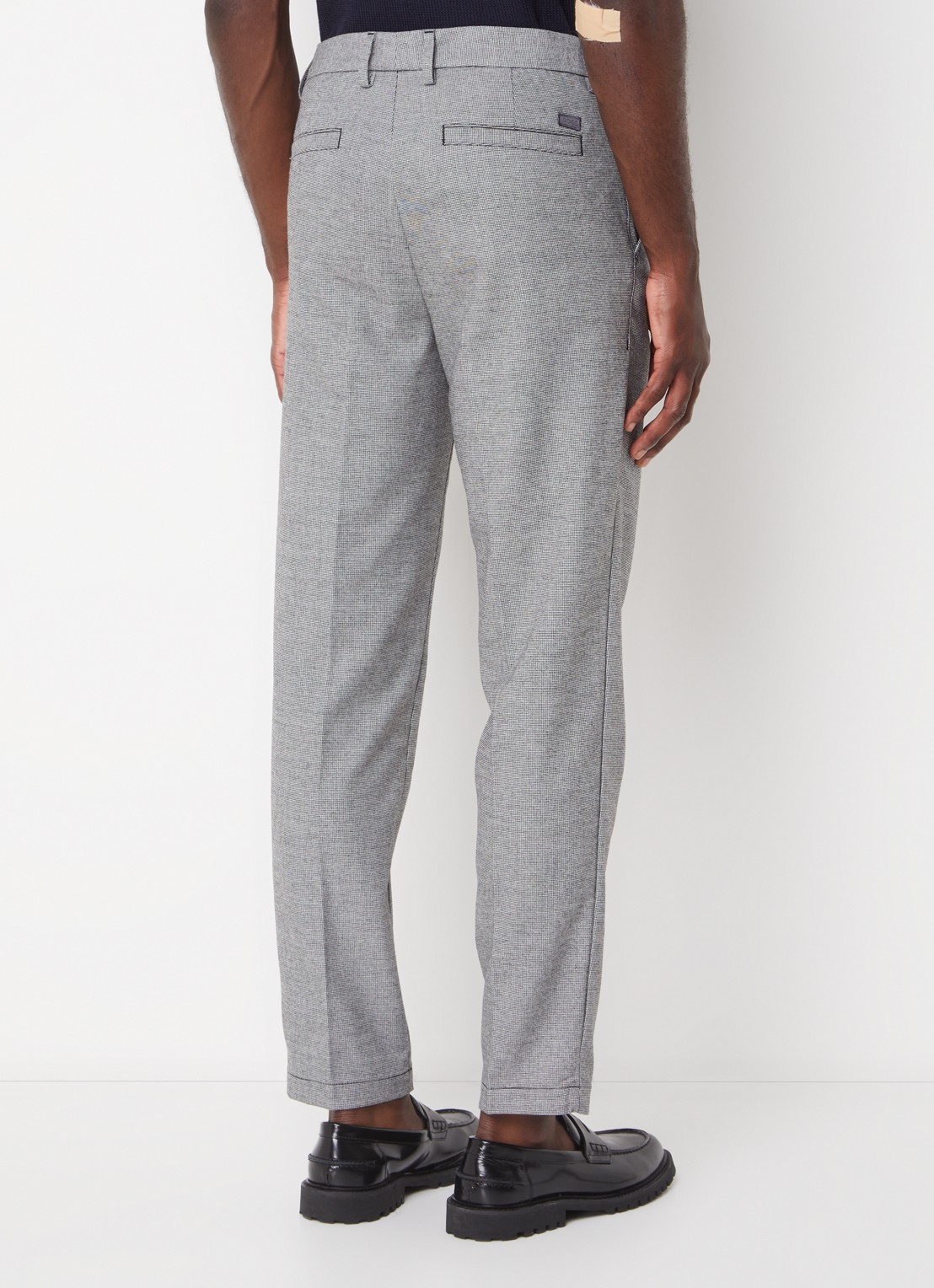 BOSS H-Kane slim fit pantalon met microdessin  - achterkant zwart