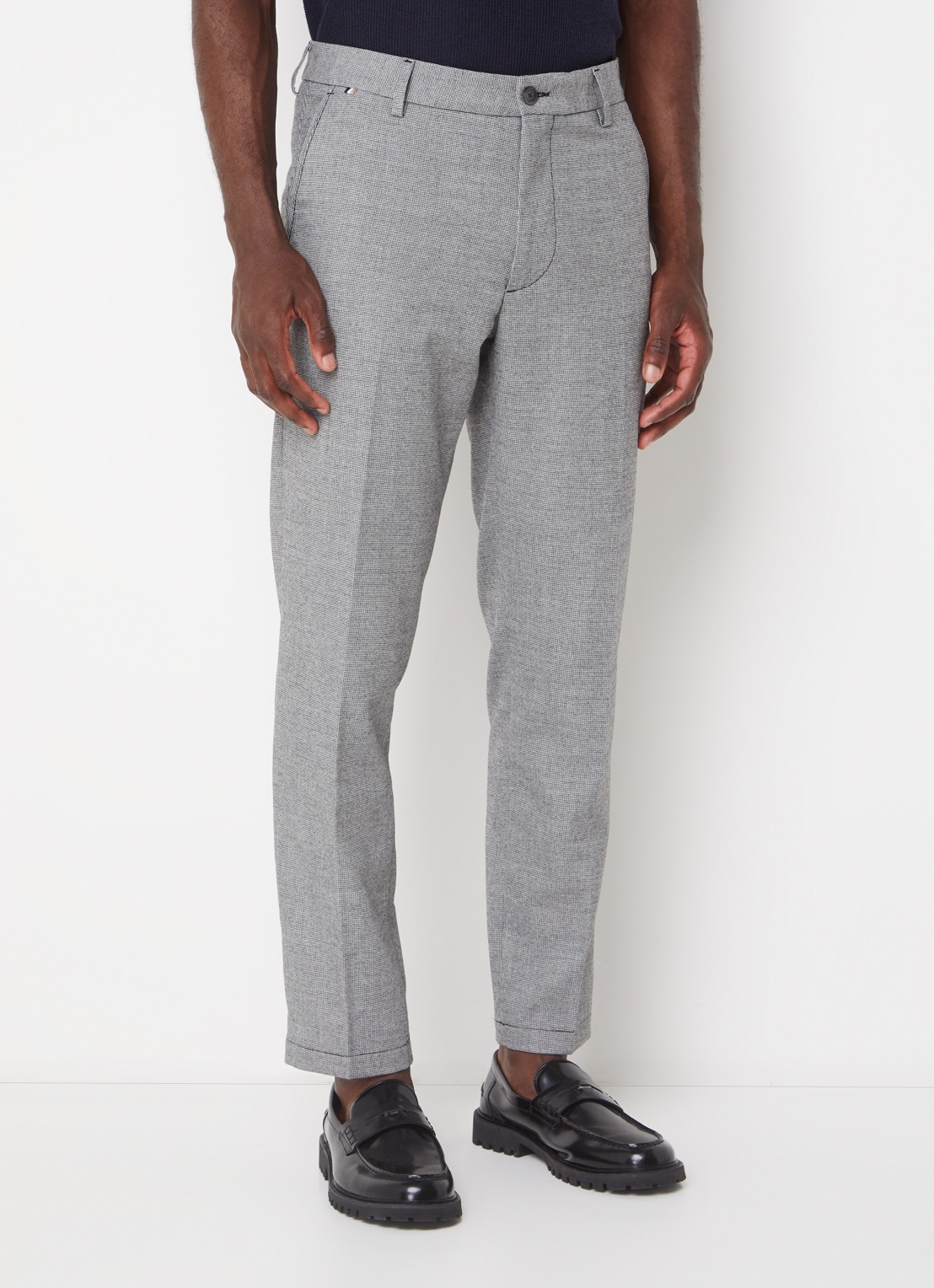 BOSS H-Kane slim fit pantalon met microdessin  - detail 2 zwart