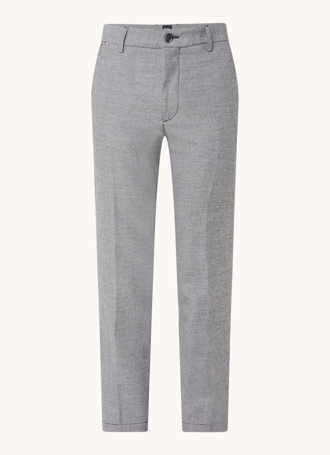 BOSS H-Kane slim fit pantalon met microdessin  - voorkant 5 zwart