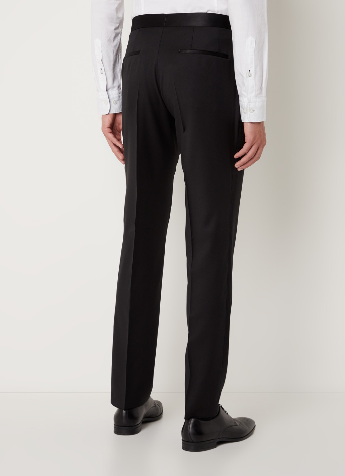 BOSS H-Lenon-B1 straight fit pantalon van scheerwol - achterkant 4 zwart