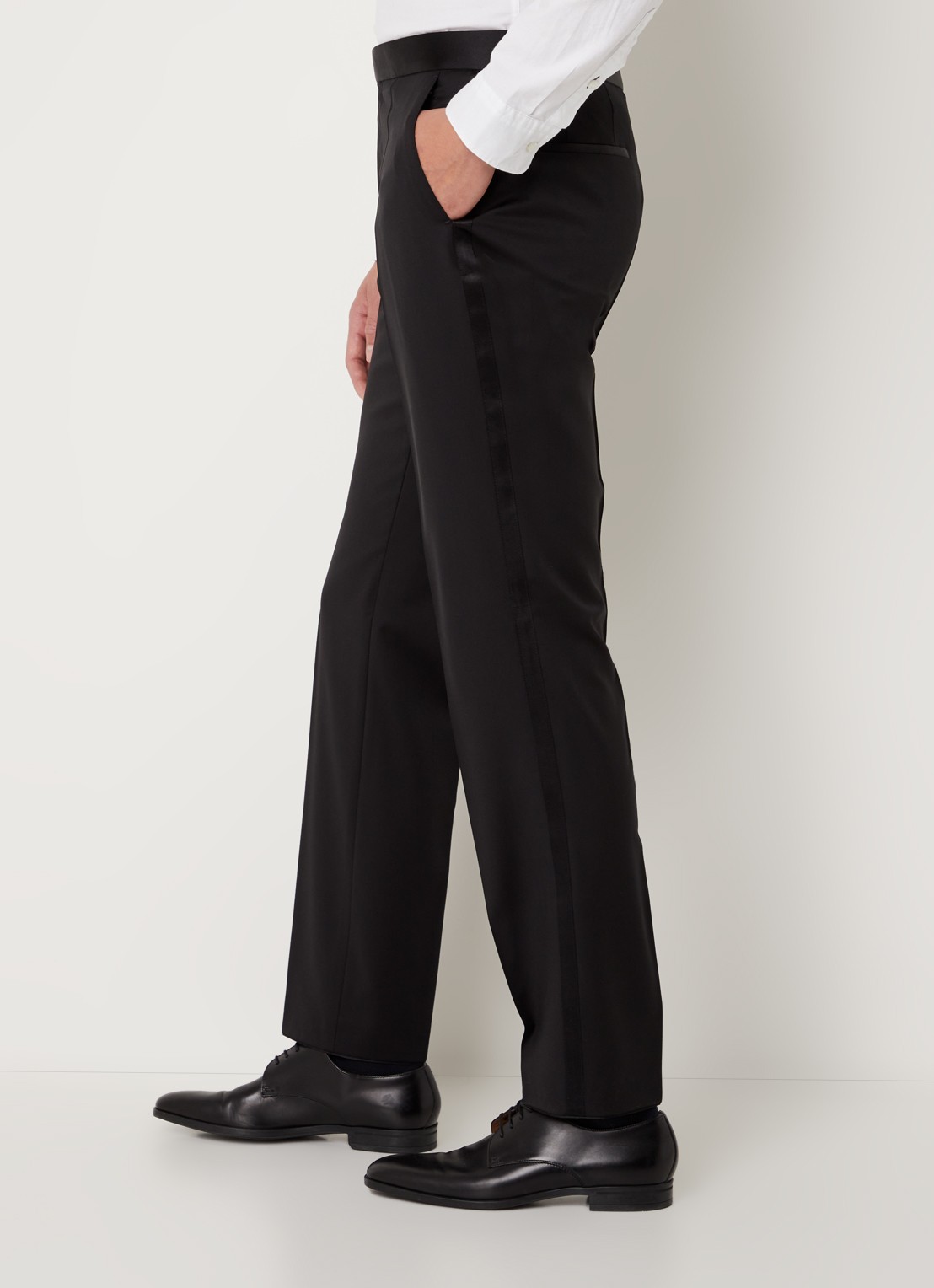 BOSS H-Lenon-B1 straight fit pantalon van scheerwol - detail 2 zwart