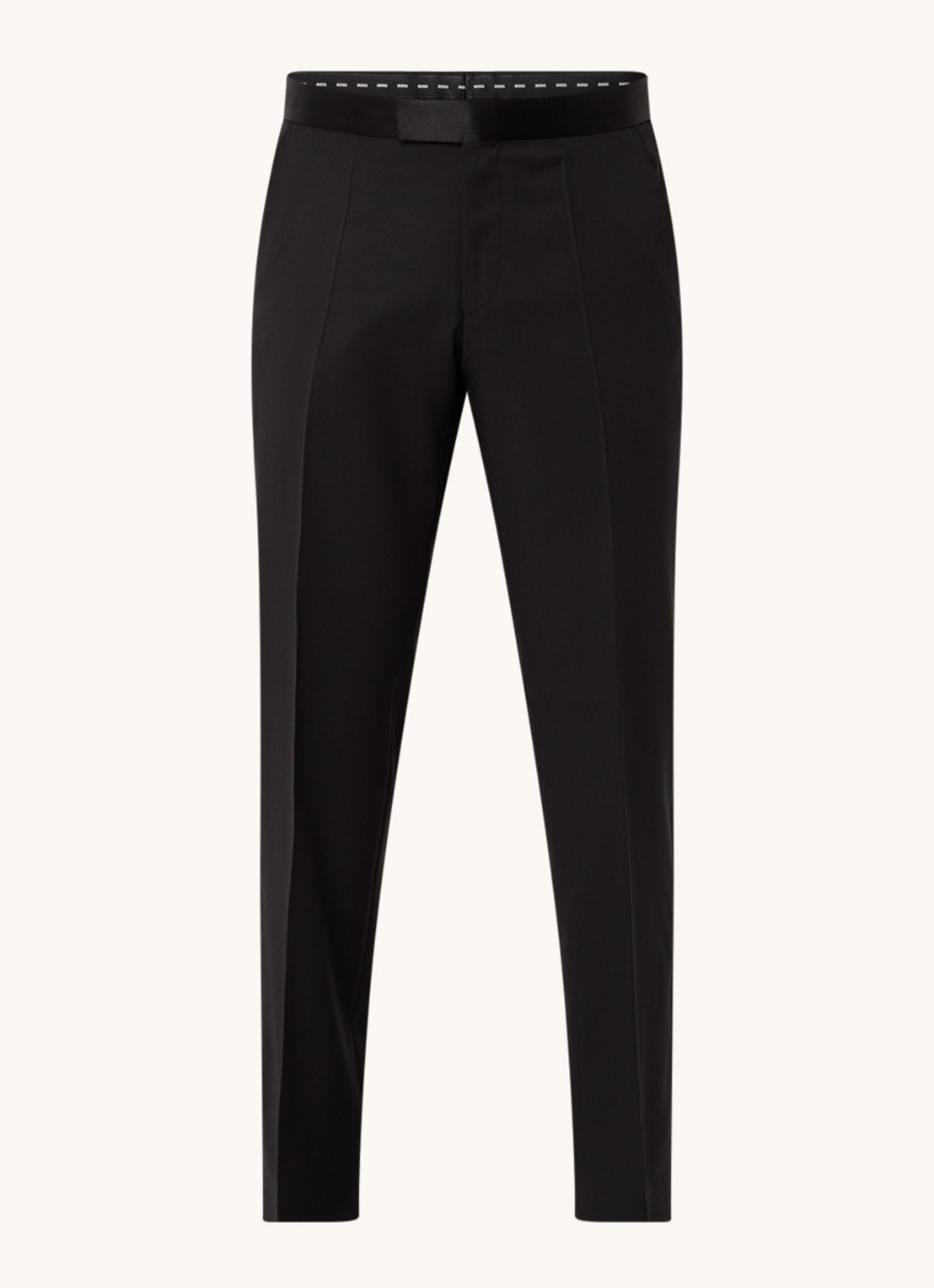 BOSS H-Lenon-B1 straight fit pantalon van scheerwol - voorkant 5 zwart