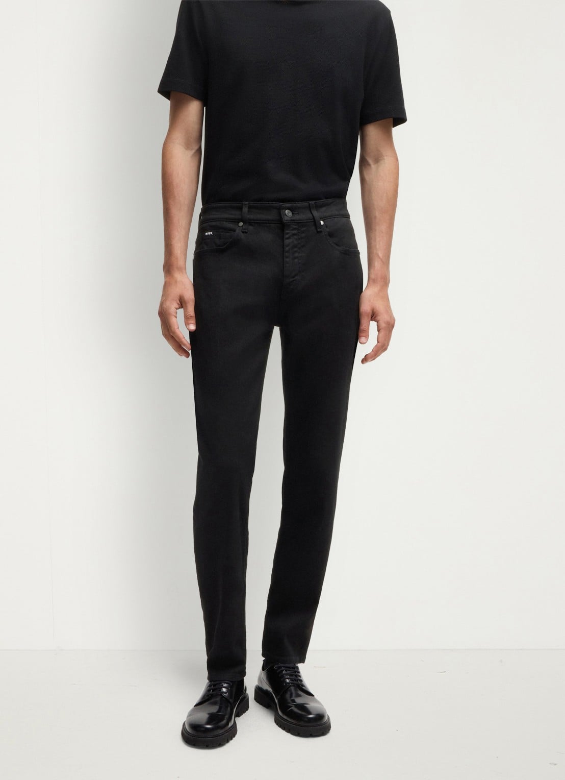 BOSS H-Re.Maine slim fit jeans met gekleurde wassing - detail 3 zwart