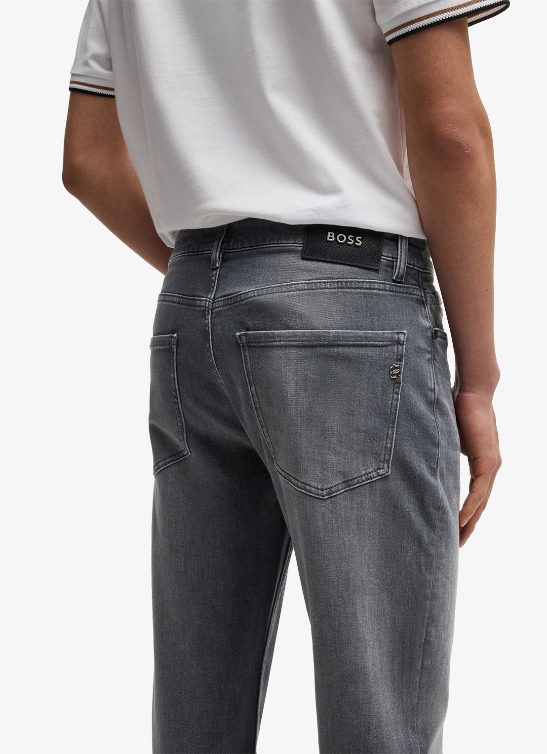 BOSS H-Re.Maine straight leg jeans met gekleurde wassing - detail 6 middengrijs