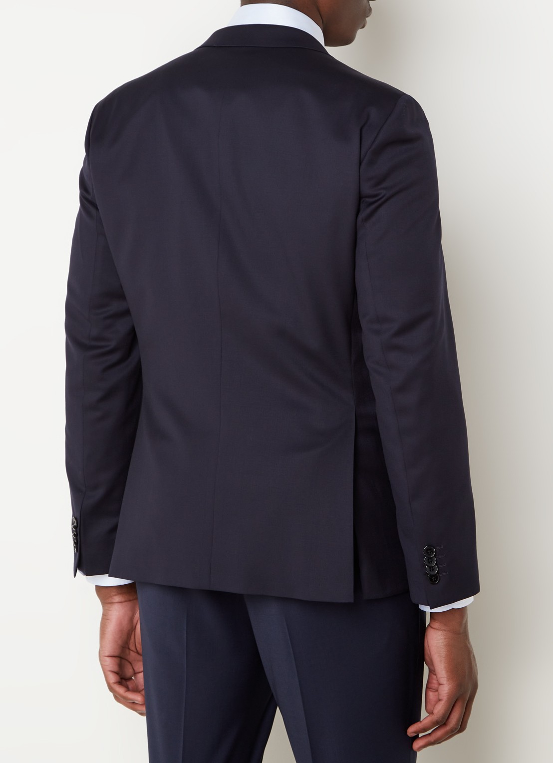 BOSS H-Reymond slim fit colbert van scheerwol - achterkant donkerblauw