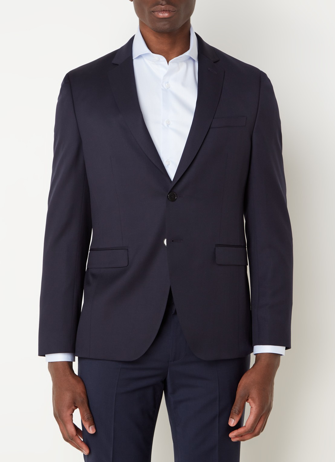 BOSS H-Reymond slim fit colbert van scheerwol - detail 2 donkerblauw