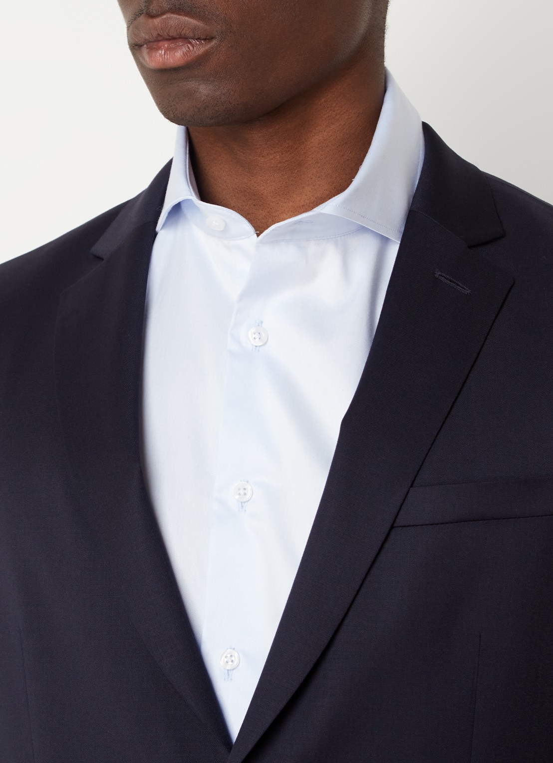 BOSS H-Reymond slim fit colbert van scheerwol - detail 5 donkerblauw