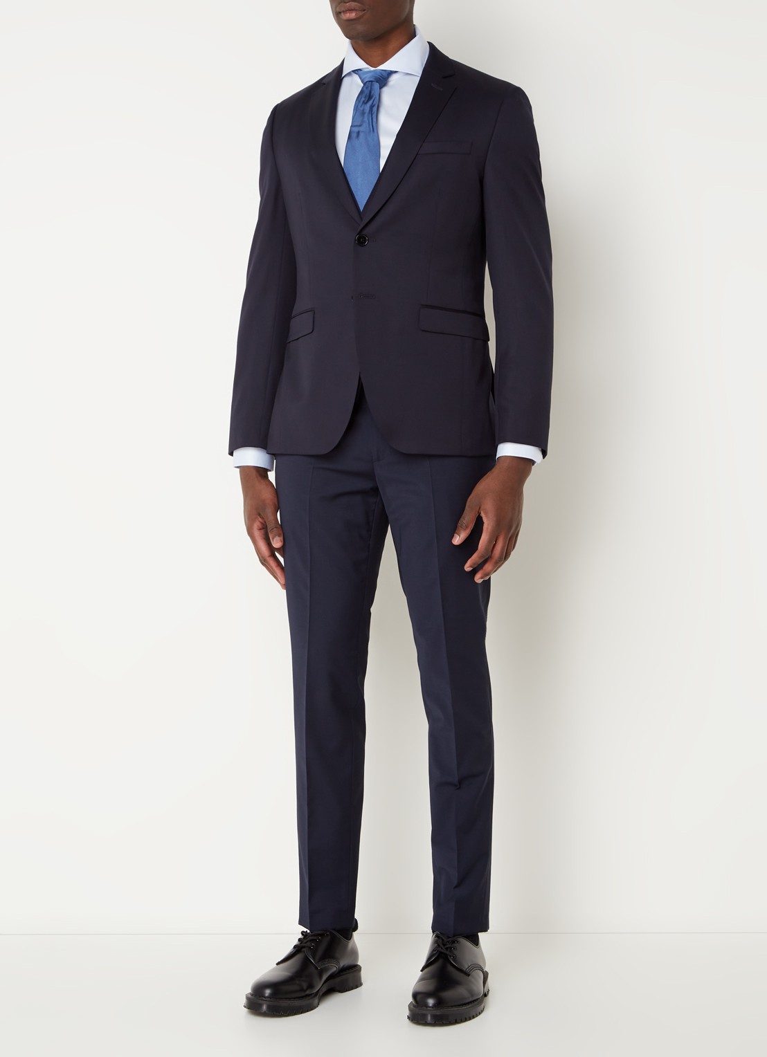 BOSS H-Reymond slim fit colbert van scheerwol - voorkant 7 donkerblauw