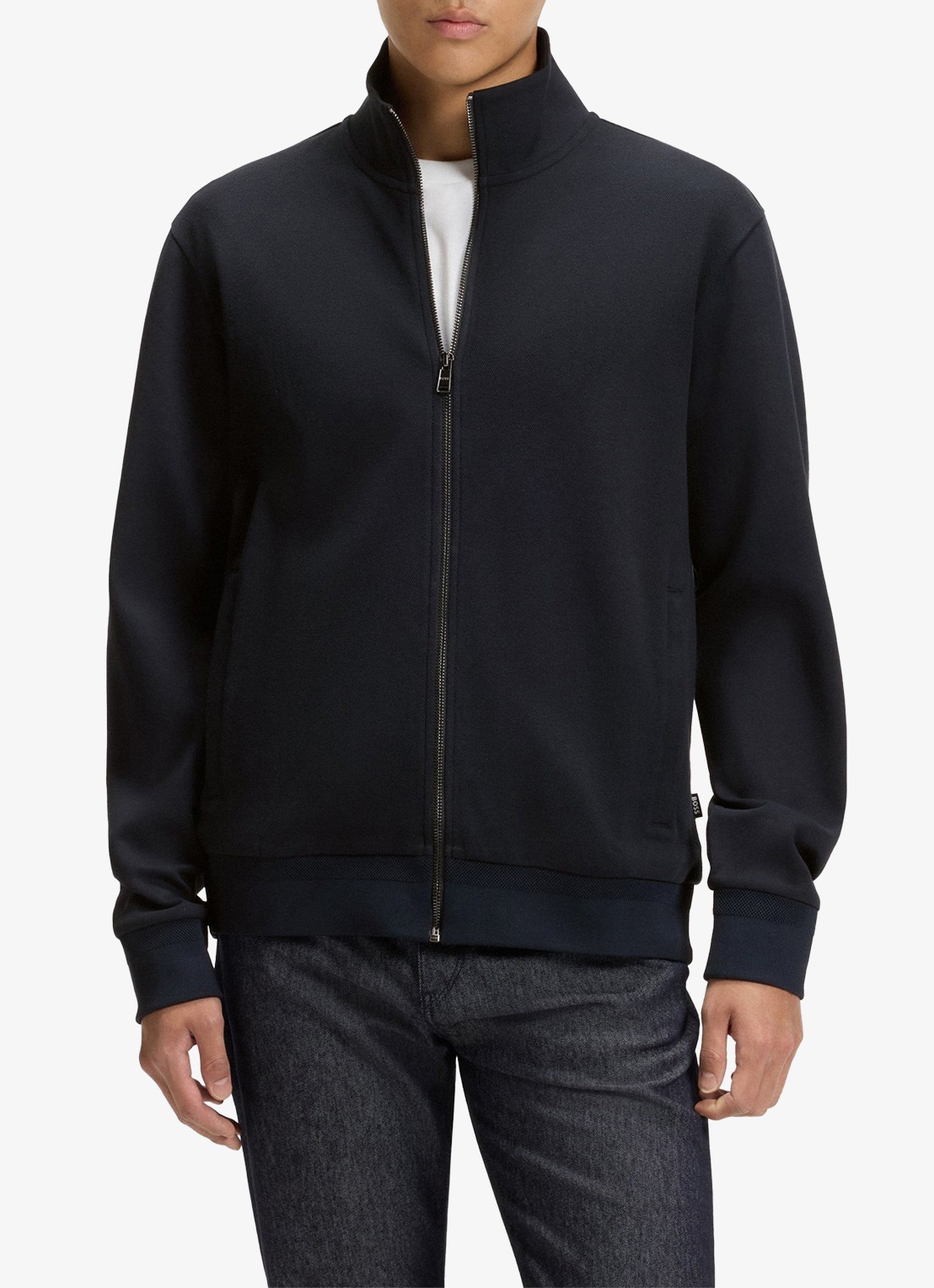 BOSS H-Shepherd sweatvest met steekzakken  - detail 2 donkerblauw