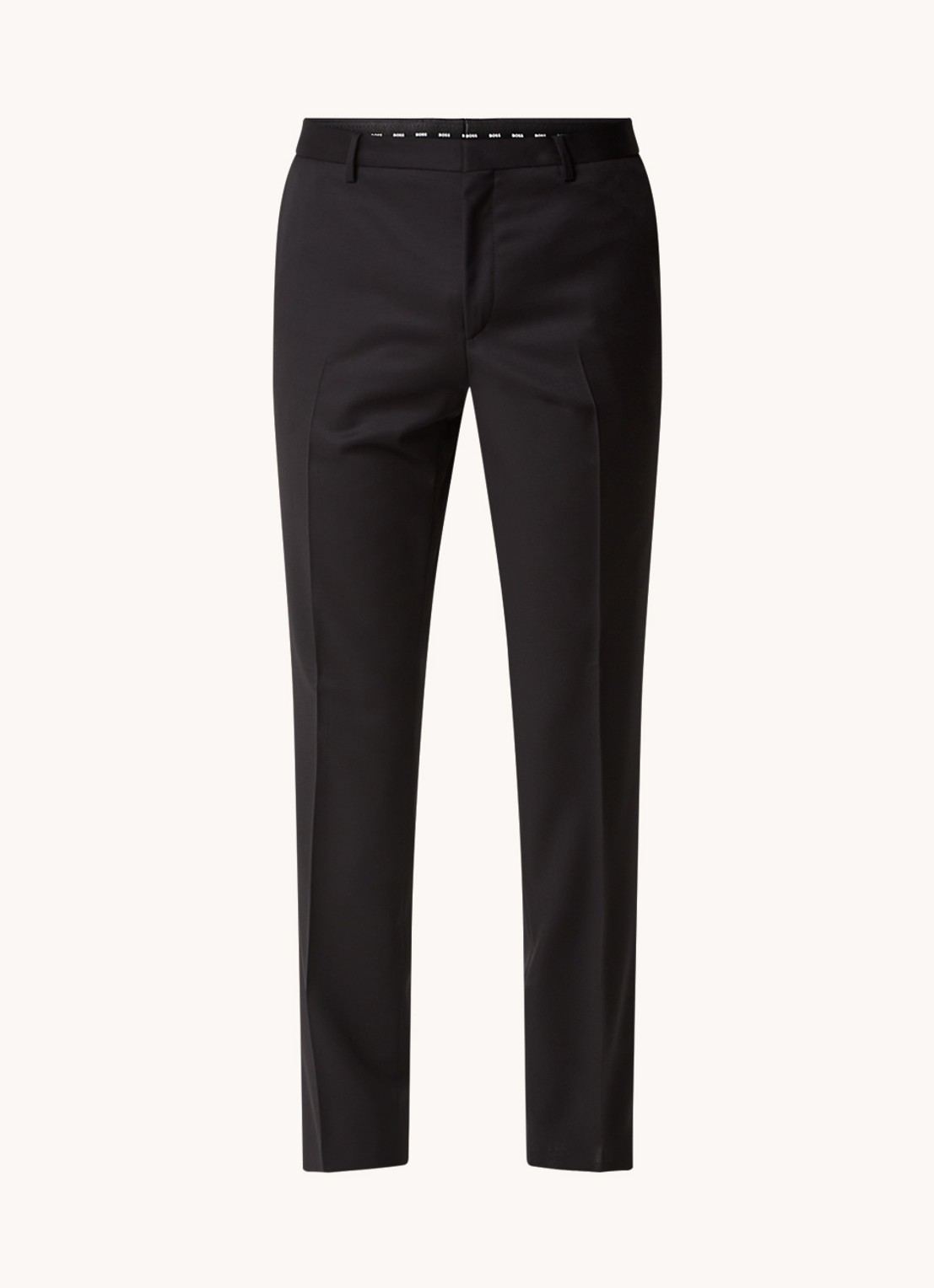 BOSS H-Wenten slim fit pantalon van scheerwol met steekzakken - voorkant 5 zwart