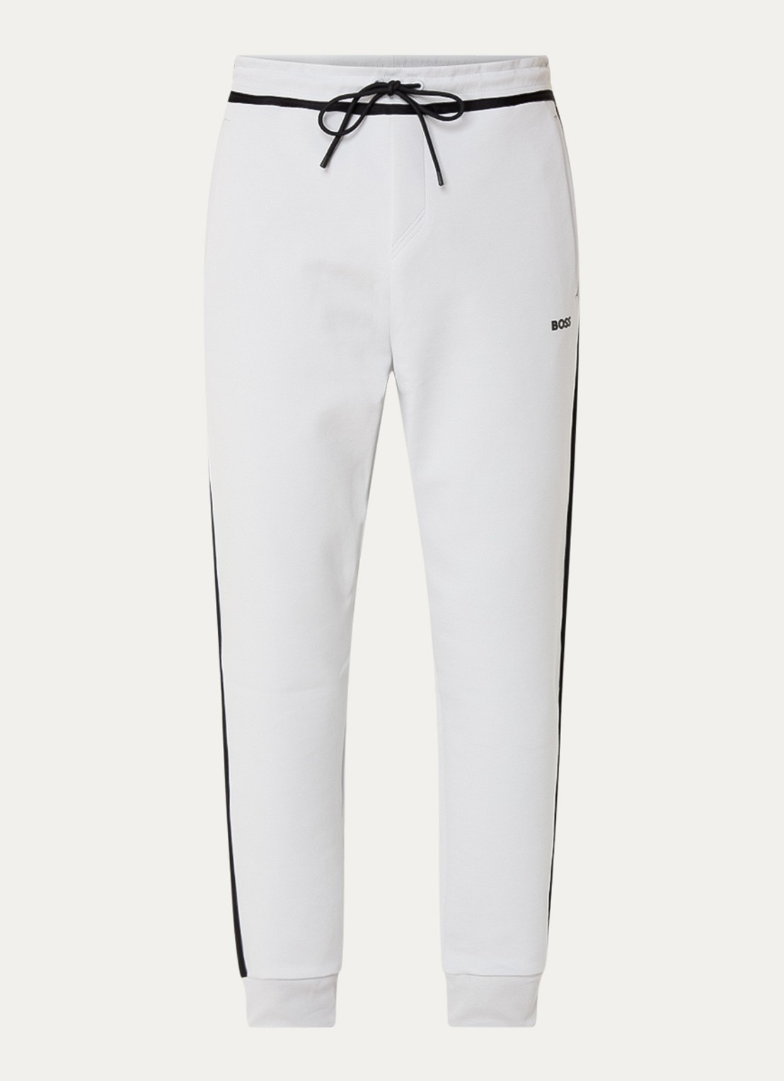 BOSS Hadiko Tape tapered fit joggingbroek met steekzakken - voorkant 4 lichtgrijs