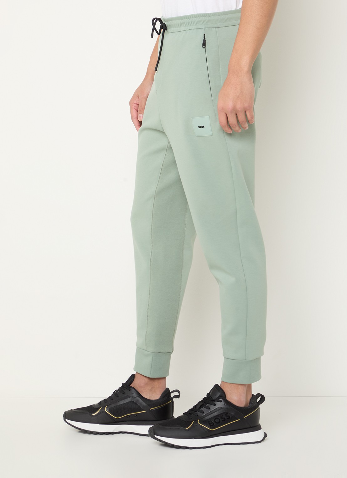 BOSS Hadiko tapered fit joggingbroek met logo - detail 3 lindegroen