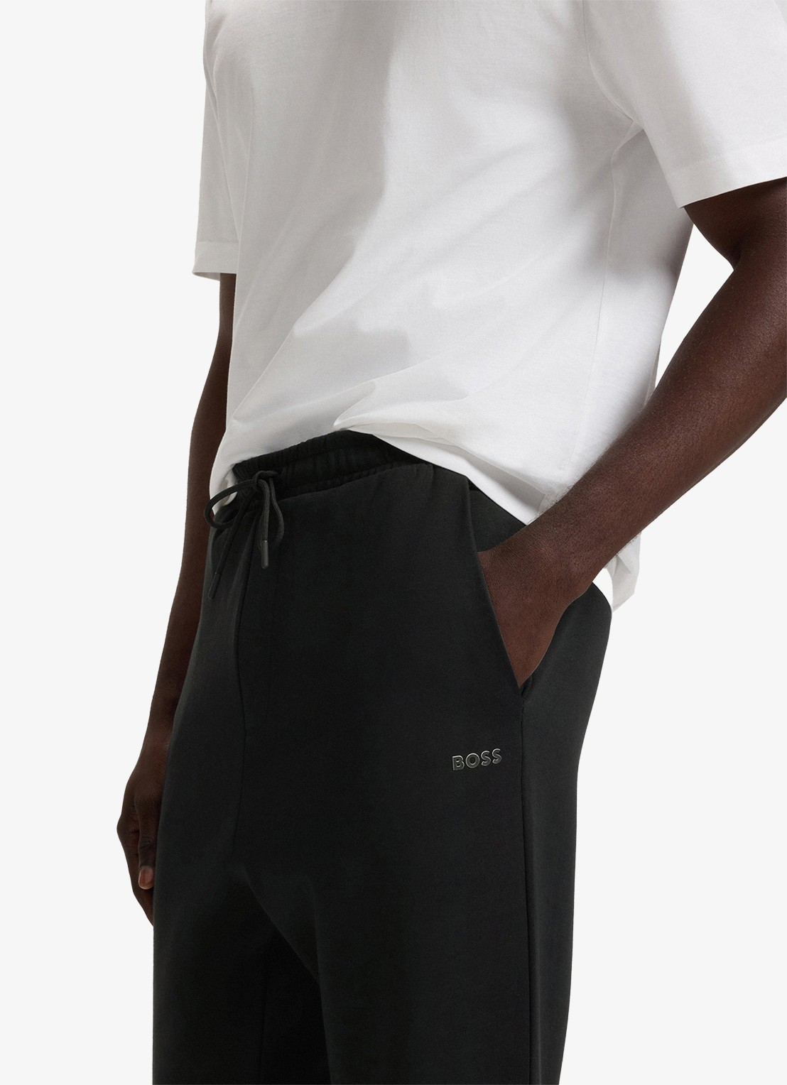 BOSS Hadiko tapered fit joggingbroek met steekzakken - detail 3 zwart