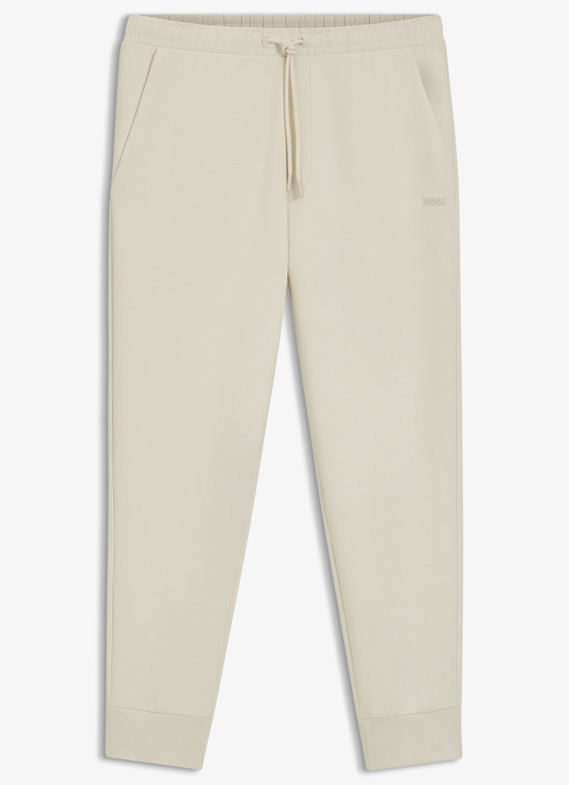 BOSS Hadiko tapered fit joggingbroek met steekzakken - voorkant 7 gebroken wit
