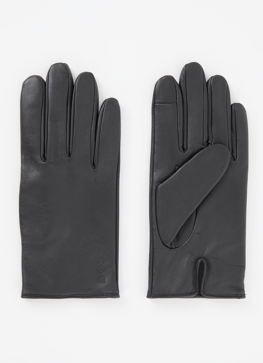 BOSS Handschoenen van lamsleer met touchscreen functie - voorkant zwart