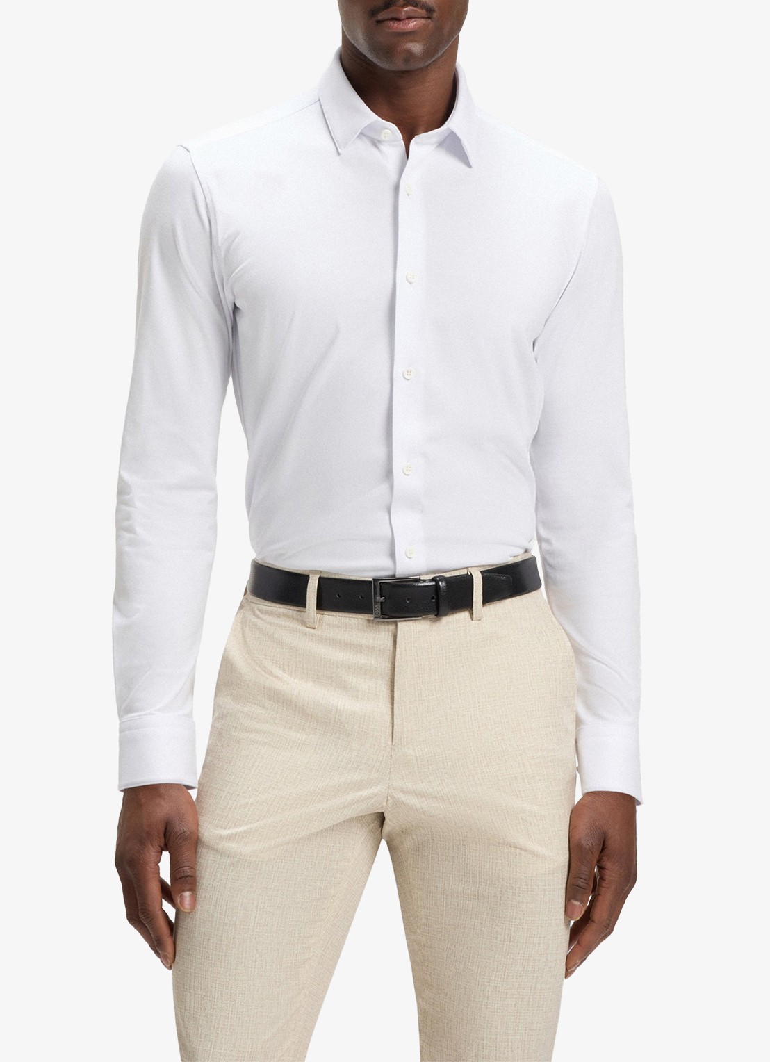 BOSS Hank slim fit overhemd met stretch - detail 4 wit