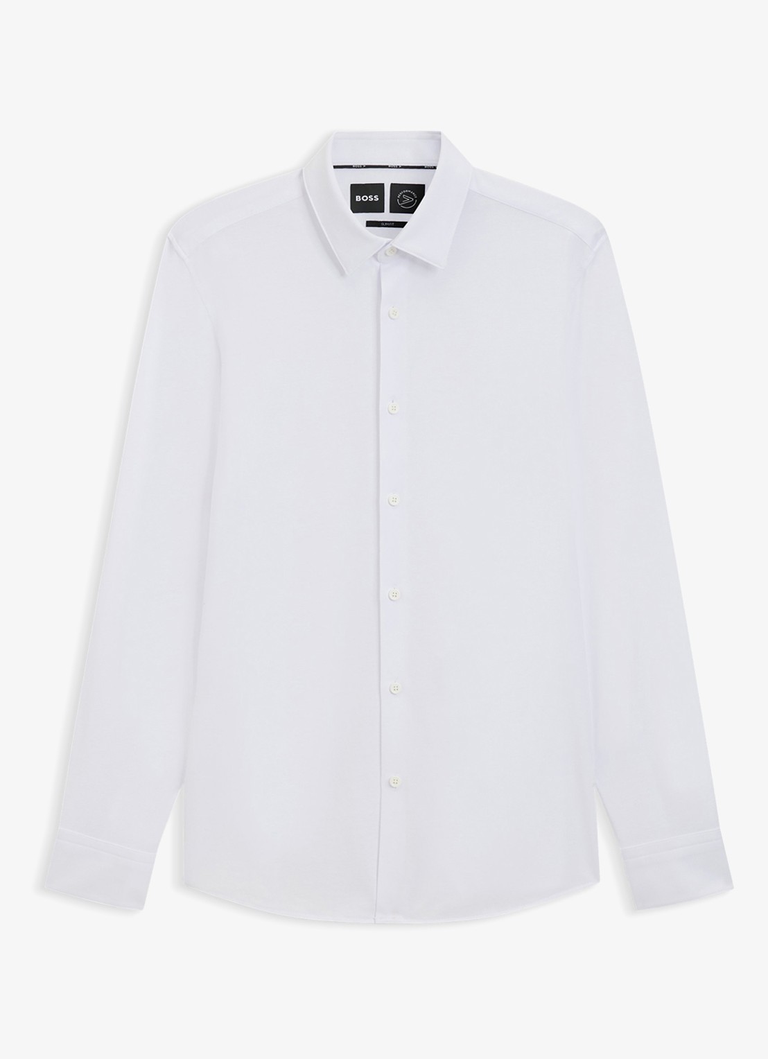 BOSS Hank slim fit overhemd met stretch - voorkant wit