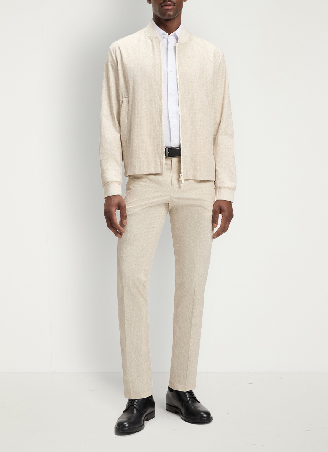 BOSS Hank slim fit overhemd met stretch - voorkant 2 wit