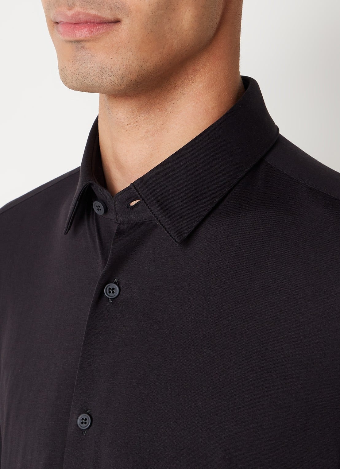 BOSS Hank slim fit overhemd met stretch - detail 5 zwart