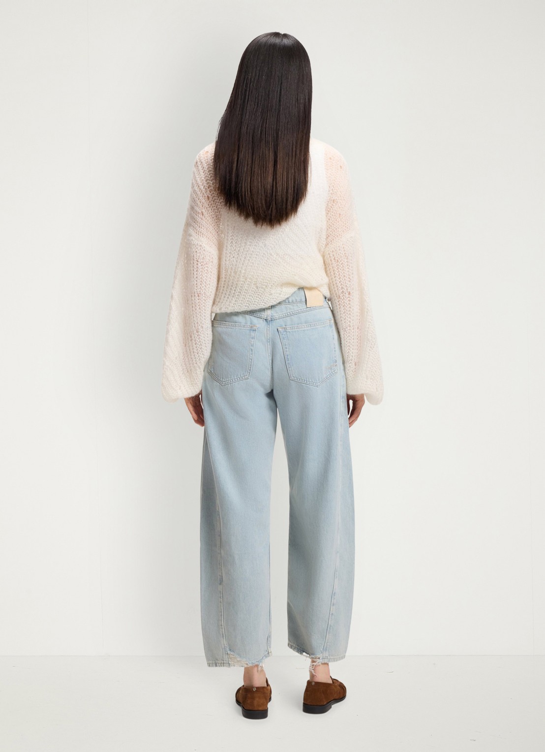 BOSS High waist balloon fit jeans met lichte wassing - achterkant 4 denim