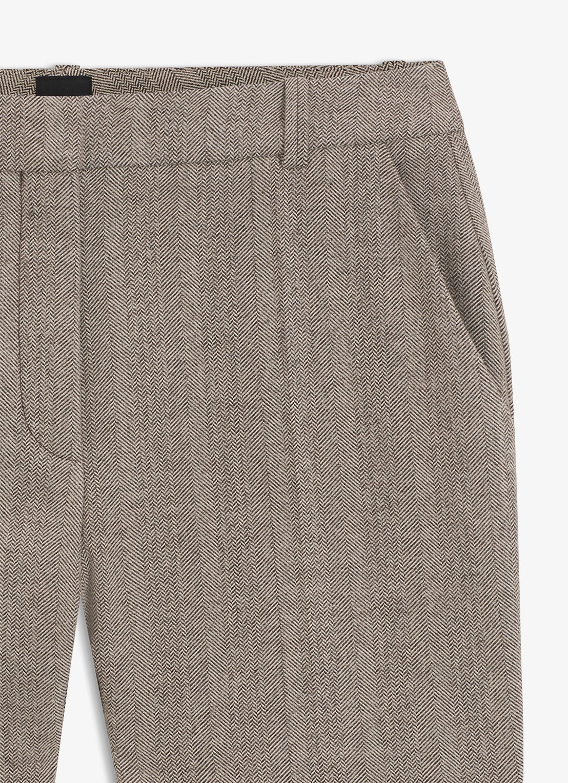 BOSS high waist flared fit pantalon met visgraat dessin - detail 3 middengrijs