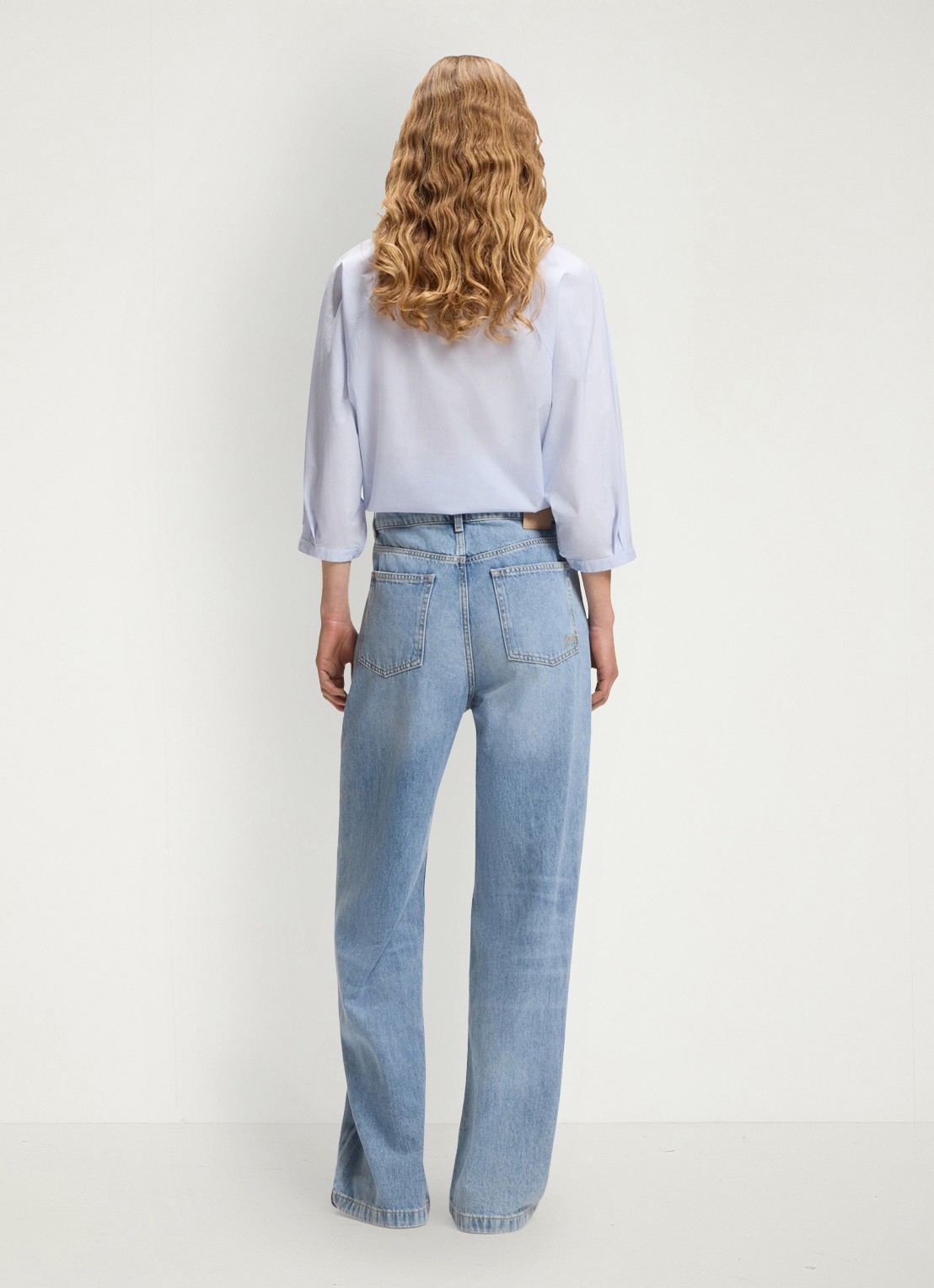 BOSS High waist loose fit jeans met steekzakken - achterkant indigo