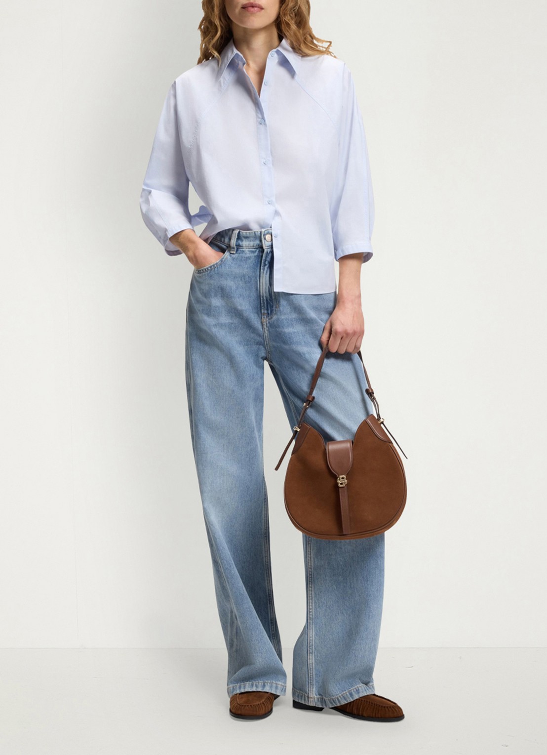 BOSS High waist loose fit jeans met steekzakken - voorkant 6 indigo
