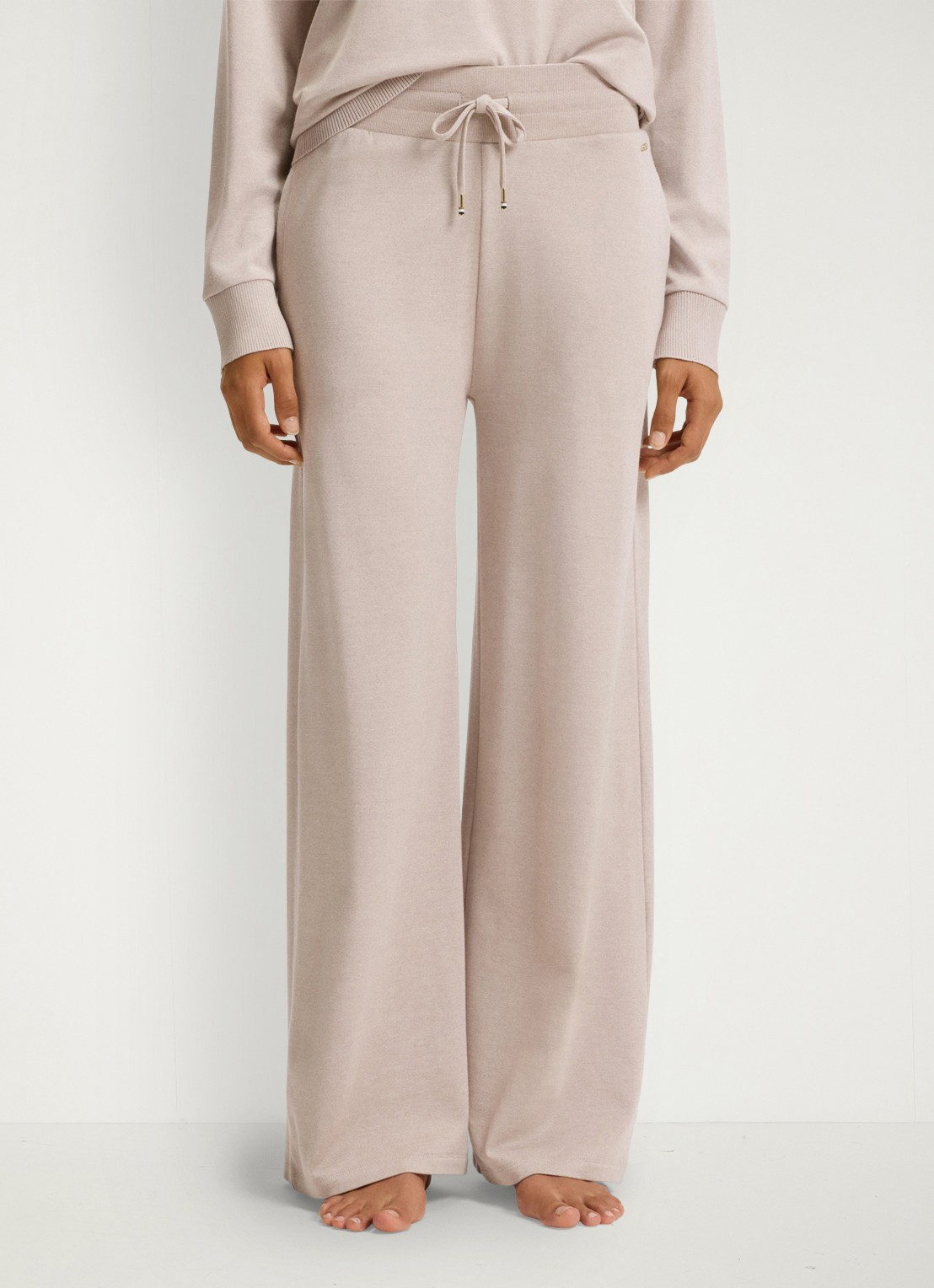 BOSS High waist loose fit joggingbroek met steekzakken - detail 4 beige