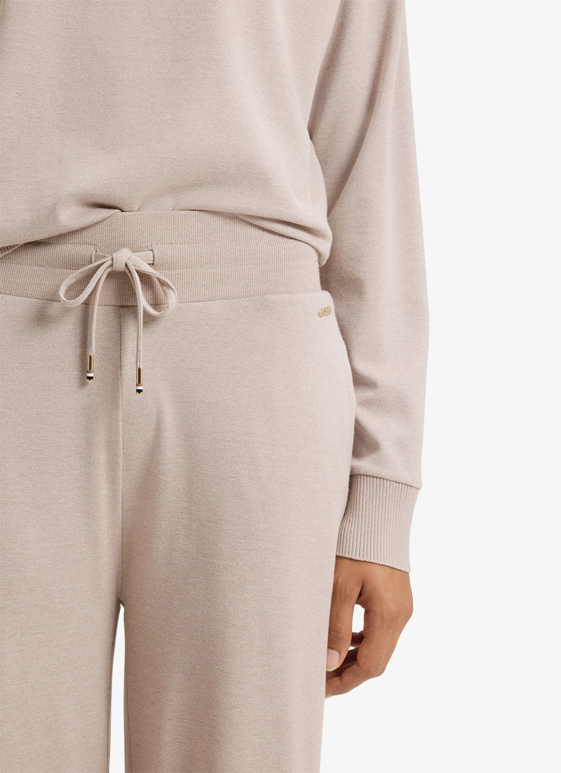 BOSS High waist loose fit joggingbroek met steekzakken - detail 5 beige