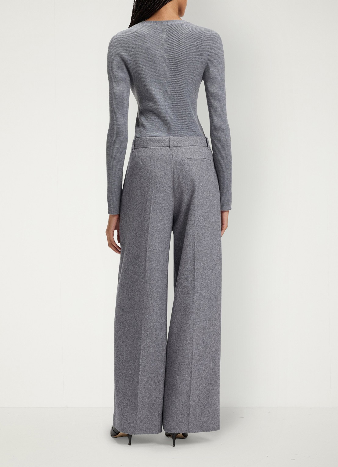 BOSS High waist regular fit pantalon met paspelzak - achterkant 6 light/pastel grey-058 / grijs