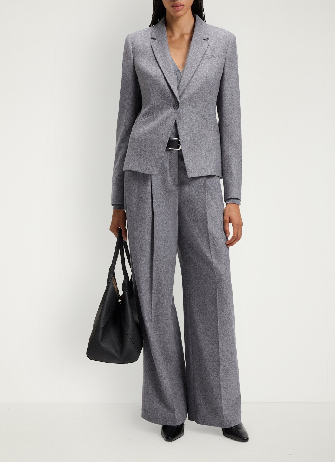 BOSS High waist regular fit pantalon met paspelzak - voorkant 5 light/pastel grey-058 / grijs